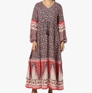 Maxi Peasant Dress Floral Folkart Patchwork Design 18